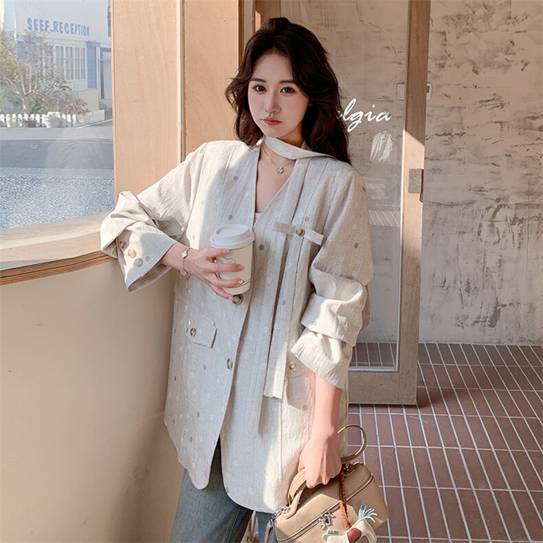 有大货春装波点飘带西装外套2C317A-8605-P155-K248,女装短外套,2C317A