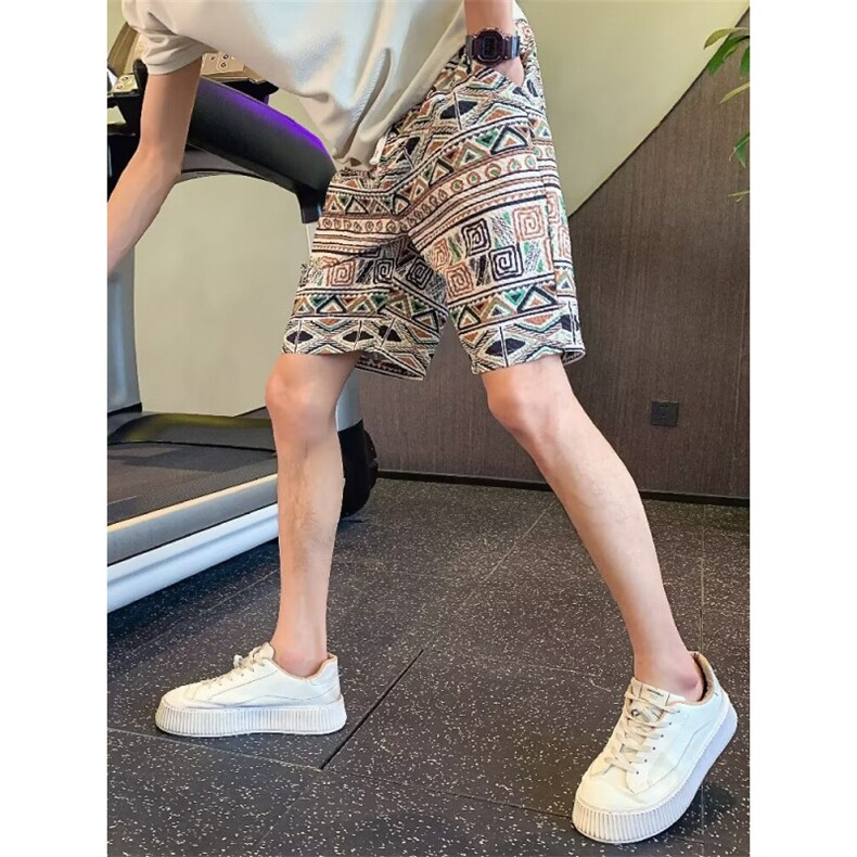 夏季薄款休闲五分短裤沙滩裤子潮牌裤2024港风新款BD132/P38,男装牛仔裤,星座506