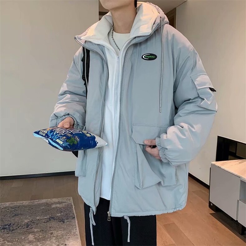 冬季棉服男女新款宽松加厚工装假两件潮流连帽棉衣外套M2370-p99,男装棉衣,星座1008-1