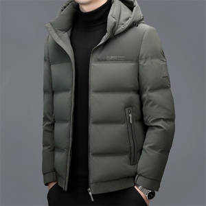 冬季男士白鸭绒短款羽绒服保暖品质连帽加绒加厚休闲简约上衣男装图片
