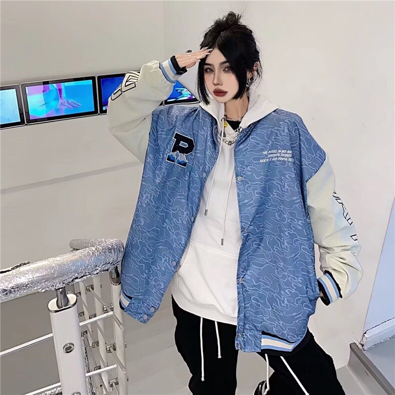 美式复古高街炸街情侣装外套男女韩版春秋季新款宽松夹克棒球服潮,男装夹克,星座506