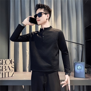T76-P48控68 老钱风男长袖打底衫2025新款秋冬季内搭时尚个性上衣图片