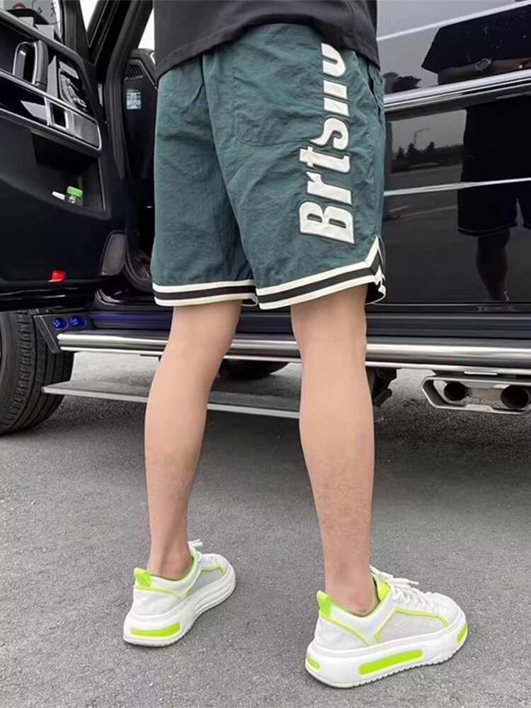 夏季日系简约速干短裤男女宽松休闲冰丝沙滩裤百搭篮球运动五分裤,男装牛仔裤,四季星座505