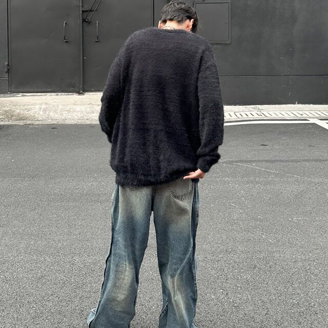 美式高街复古慵懒字母毛衣男秋冬季潮牌仿貂毛圆领针织衫M572-P58,男装针织衫/毛衣,星座1001-1