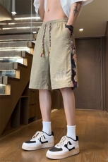 夏季速干直筒宽松高级垂感短裤潮松紧刺绣休闲裤男A436-675-P27，男装牛仔裤，电商A436