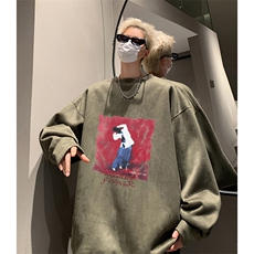 抖音得物供货提供视频秋冬重磅美式麂皮绒圆领卫衣JY333，男装卫衣，电商A486