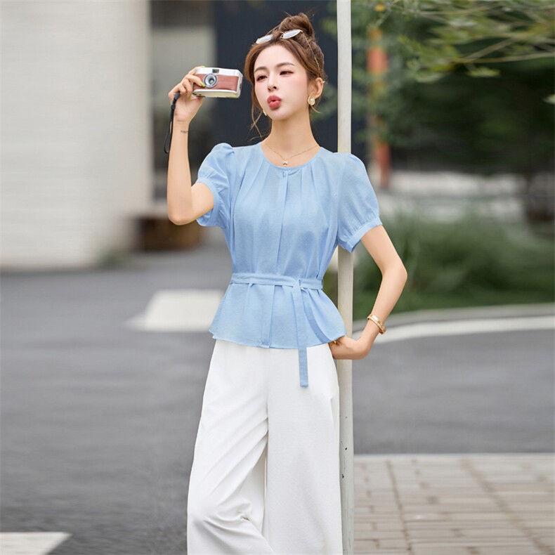 爆款时尚套装女2025夏装搭配一整套休闲轻薄小衫套装阔腿裤两件套,女装套装/套裙,意芙