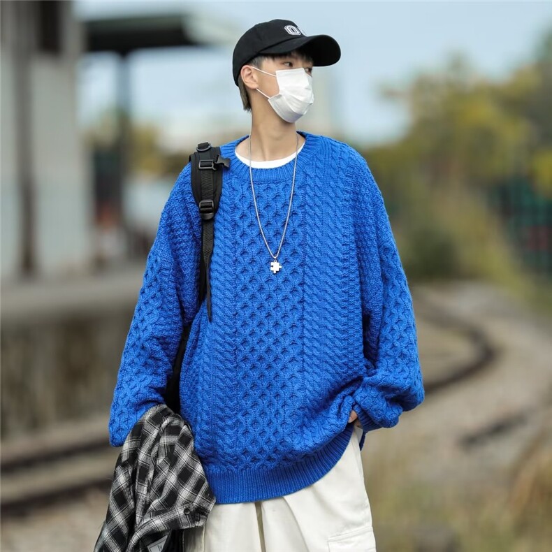 麻花毛衣男秋季圆领潮牌克莱因蓝针织衫ins潮流韩版B608-P45,男装针织衫/毛衣,星座1109-3