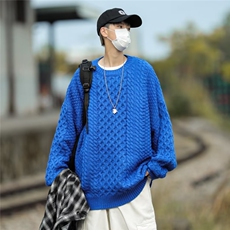 麻花毛衣男秋季圆领潮牌克莱因蓝针织衫ins潮流韩版B608-P45，男装针织衫/毛衣，星座1109-3