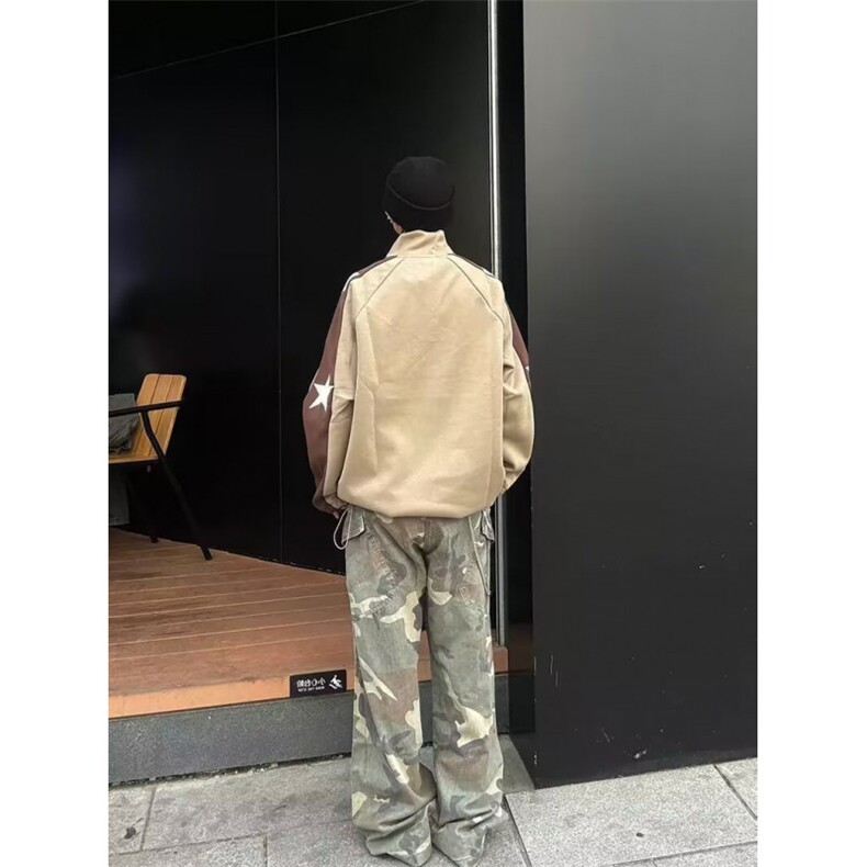 立领卫衣男春秋季新款美式潮流宽松上衣服大码休闲套头外套,女装短外套,星座506A