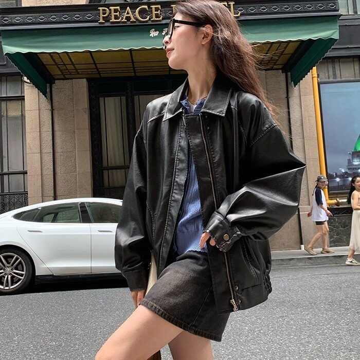 J519-P79皮衣外套女2025秋季新款美拉德穿搭复古,男装皮衣,电商B323A