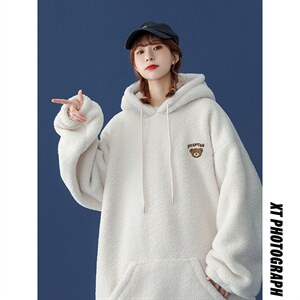 2万备货羊羔毛外套女加绒克莱因蓝刺绣卫衣416B-YM181-P75限88图片