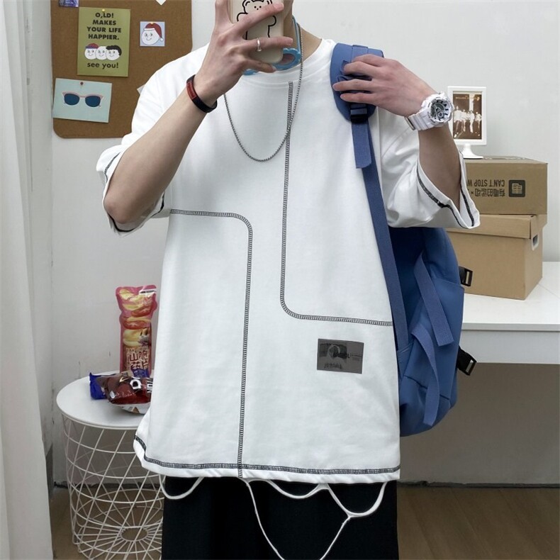 夏季短袖t恤男潮流港风时尚打底衫A210-A8308-P25控38,男装T恤,星座210-3