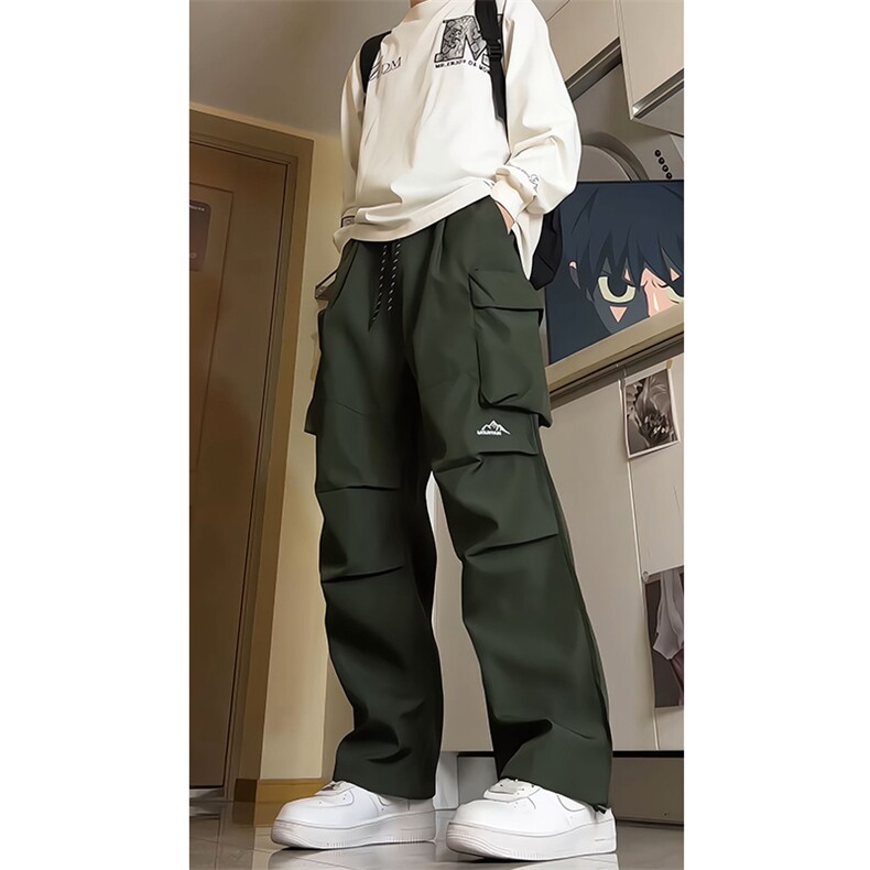 8XL-M刺绣冲锋裤男款大码春秋户外机能登山裤直筒阔腿裤KZ020P50图片