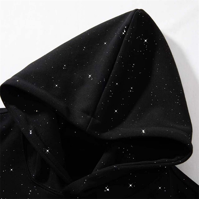 市场无对手阔版全棉支持退换抖音得物品质360克满天星连帽卫衣,男装卫衣,电商A486