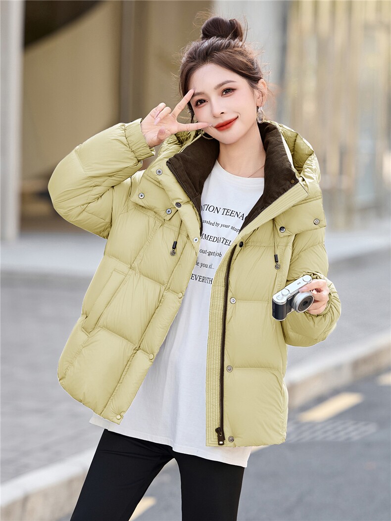 2025年冬季有帽不可拆90白鸭绒保暖,女装羽绒服,艾尚靓装