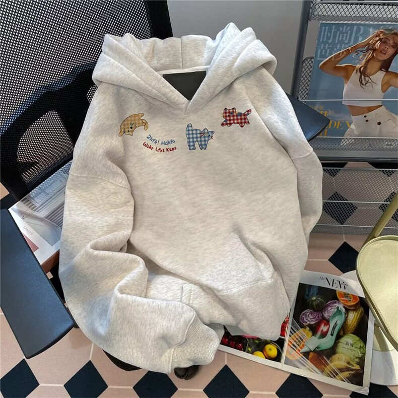 秋冬新款美式复古小众设计感连帽宽松卫衣外套男女WY414-P39,女装短外套,星座208-5