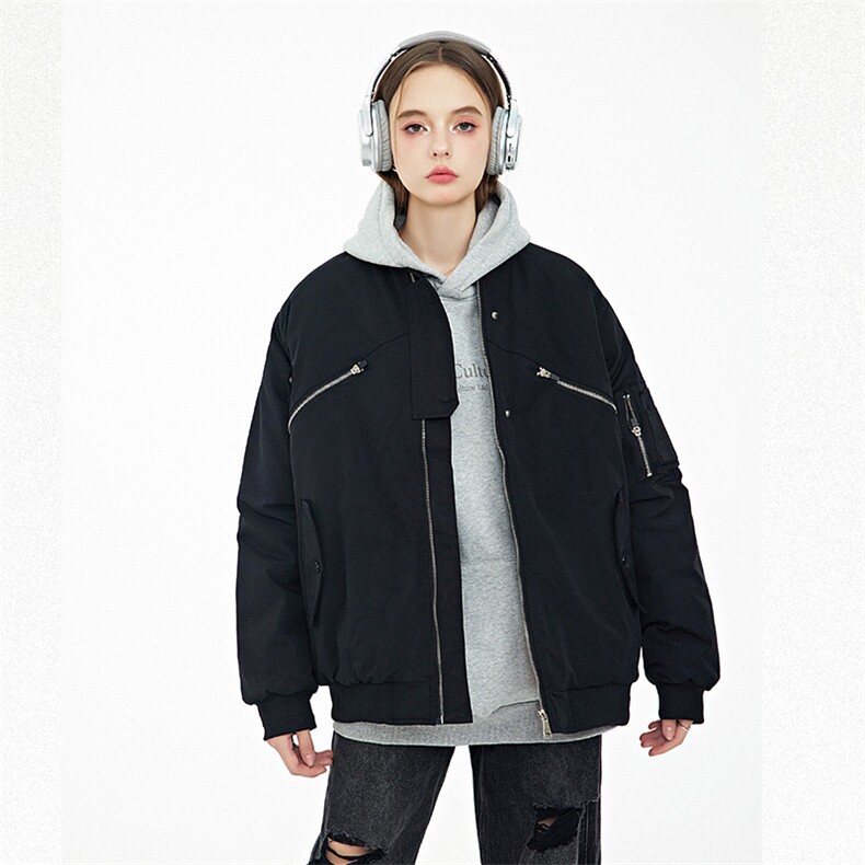 现货2色秋冬带帽可拆卸飞行服外套棉服夹克,男装夹克,电商A105