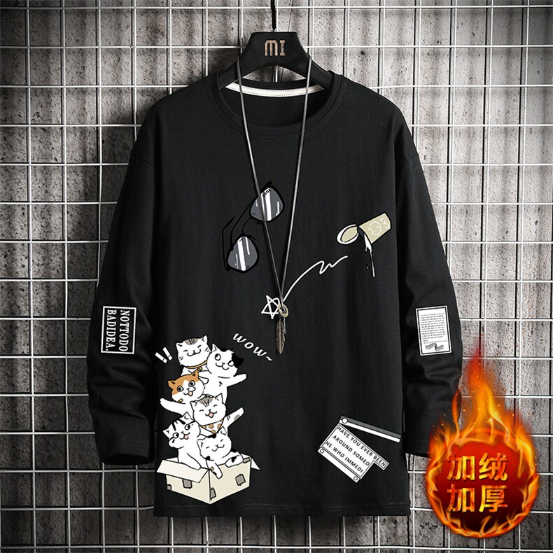 TX3115-P25加绒-P35纯长袖t恤男大码圆领打底衫体恤上衣服,男装T恤,电商A040A