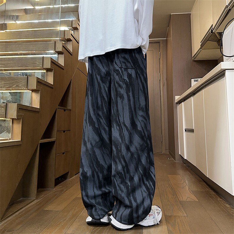 GENIOLAMODE水墨印花灯芯绒卫裤男士秋季潮牌复古直筒宽松休闲裤,男装休闲裤,电商A022