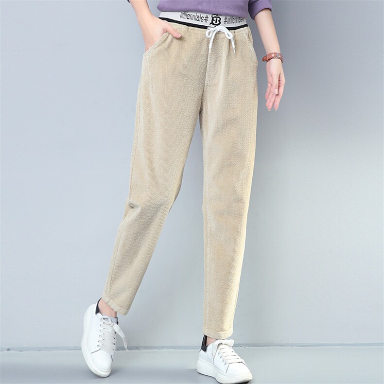 新款百搭休闲裤女高腰显瘦时尚哈伦裤宽松舒适长裤，女装休闲裤，丽影随形
