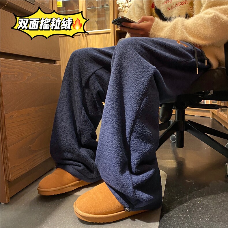 2025冬季新款潮流保暖双面摇粒绒宽松休闲裤B315-K884-P65控88,男装休闲裤,电商B315