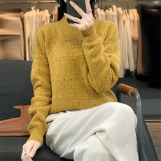 时尚百搭经典简约羊毛衫显瘦修身红色长袖针织衫，女装羊毛衫，暖钟情羊绒