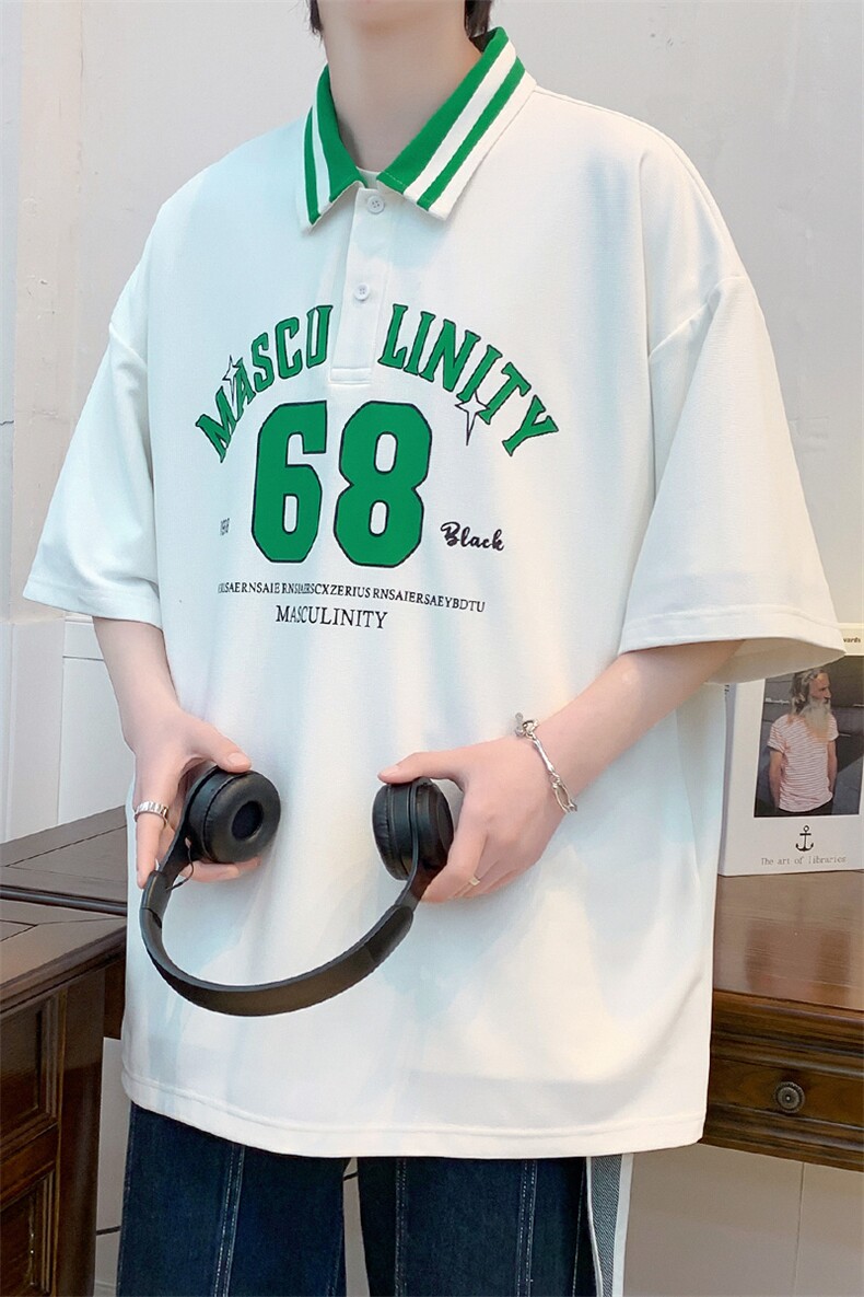 夏装青少年潮牌运动短袖T恤印花翻领半袖男女同款630-P35控价58,男装T恤,电商A441-1