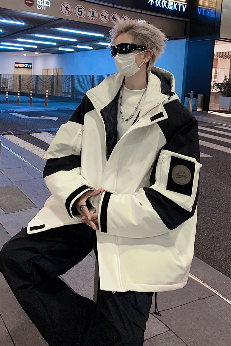 防水撞色棉服DD2249-125控价168冬季魔术贴防寒外套连帽保暖棉衣,男装棉衣,电商A102-1