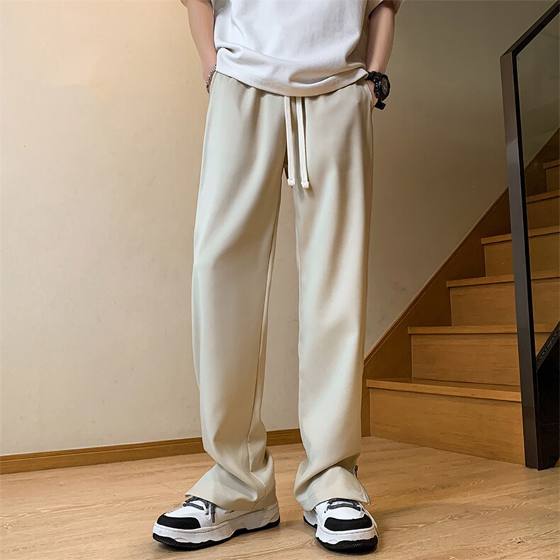 夏季新款冰丝垂感港风休闲裤西裤男免烫宽松凉感K23210-P43控58,男装西裤,星座717