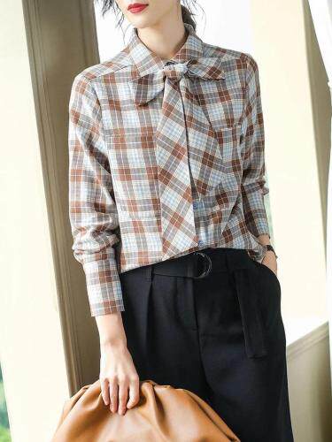 现货供应格子衬衫，女装衬衫，蒙娜迪妮