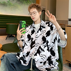 现货2026夏短袖中性男女夏季薄款潮流宽松沙滩清凉衬衫C221-TP30，男装衬衫，电商A170