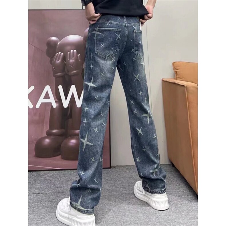 1506A/G68070/P52花牛仔裤男春夏潮牌水洗直筒休闲裤,男装牛仔裤,星座1506A
