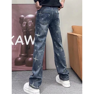 1506A/G68070/P52花牛仔裤男春夏潮牌水洗直筒休闲裤图片