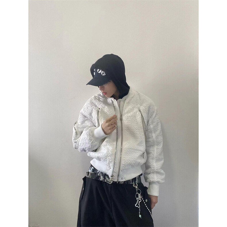 【有货】DM5014-P103白色压皱美式棒球服男款秋冬潮牌高级感夹克,男装夹克,星座603-2
