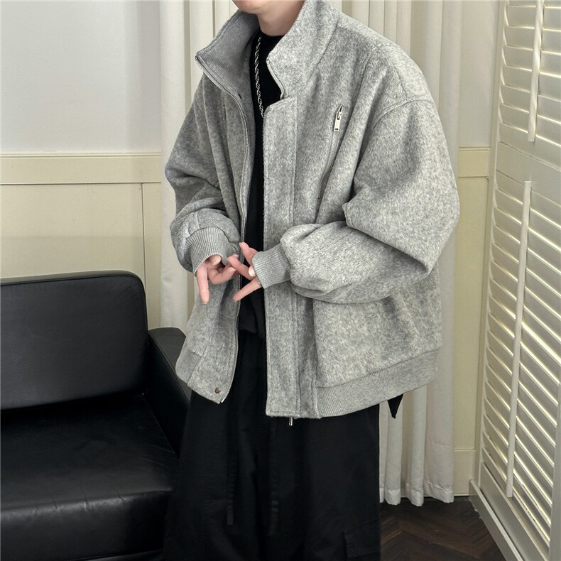 现货立领羊毛呢外套%羊毛秋冬加厚呢料夹克A351-AJ2602-P125,男装夹克,电商A351