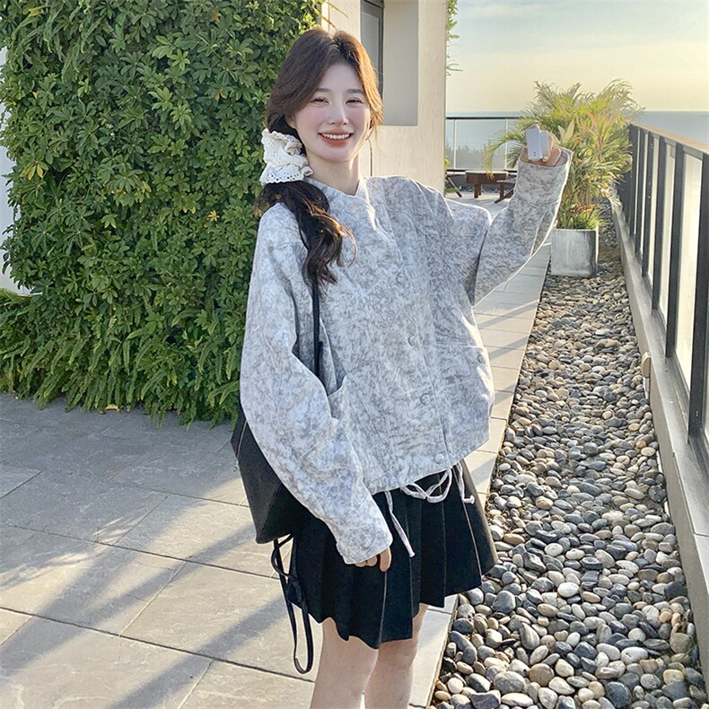 现货：春装新款高级复古印花韩系夹克外套2C135-6877P165K248,女装短外套,2C135