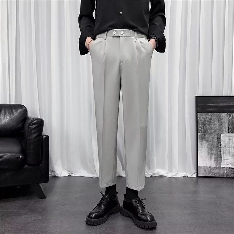 裤子男款九分小西裤男士潮牌百搭坠感新款高级感休闲西装裤K62,男装西裤,星座1116A-2（原606A-1）
