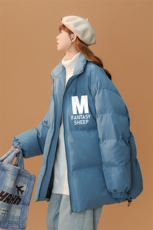 中性风22冬季新款简约M字母印花面包服立领棉衣MY2046P65控98，男装棉衣，A247A