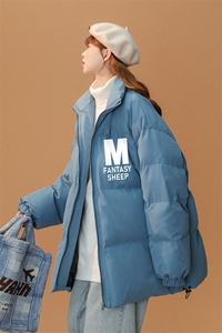 中性风22冬季新款简约M字母印花面包服立领棉衣MY2046P65控98图片
