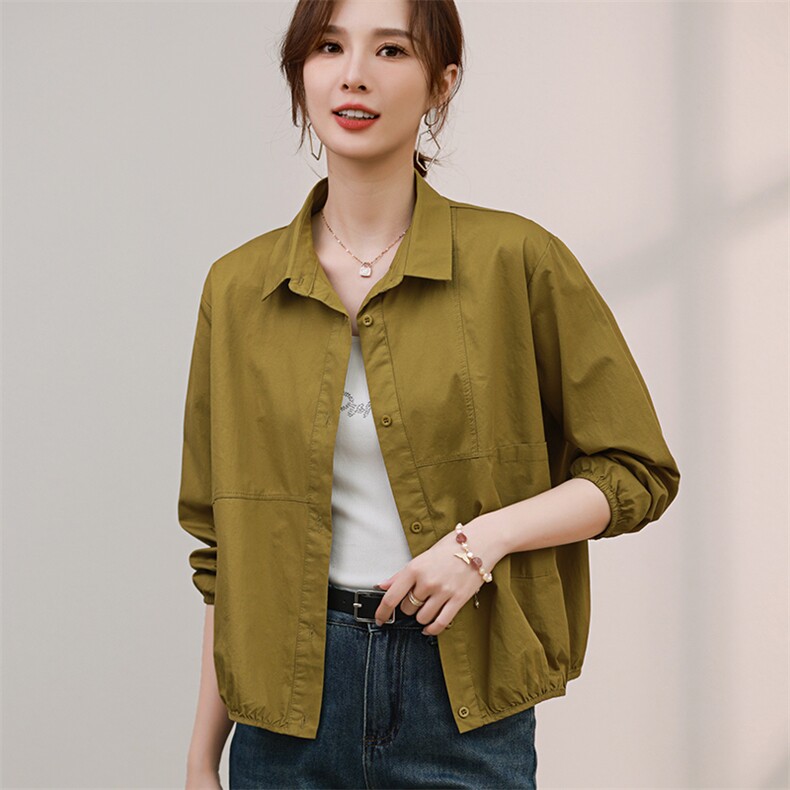 时尚百搭女士长袖棉质外套修身显瘦气质上衣，女装衬衫，曼沙奕珂