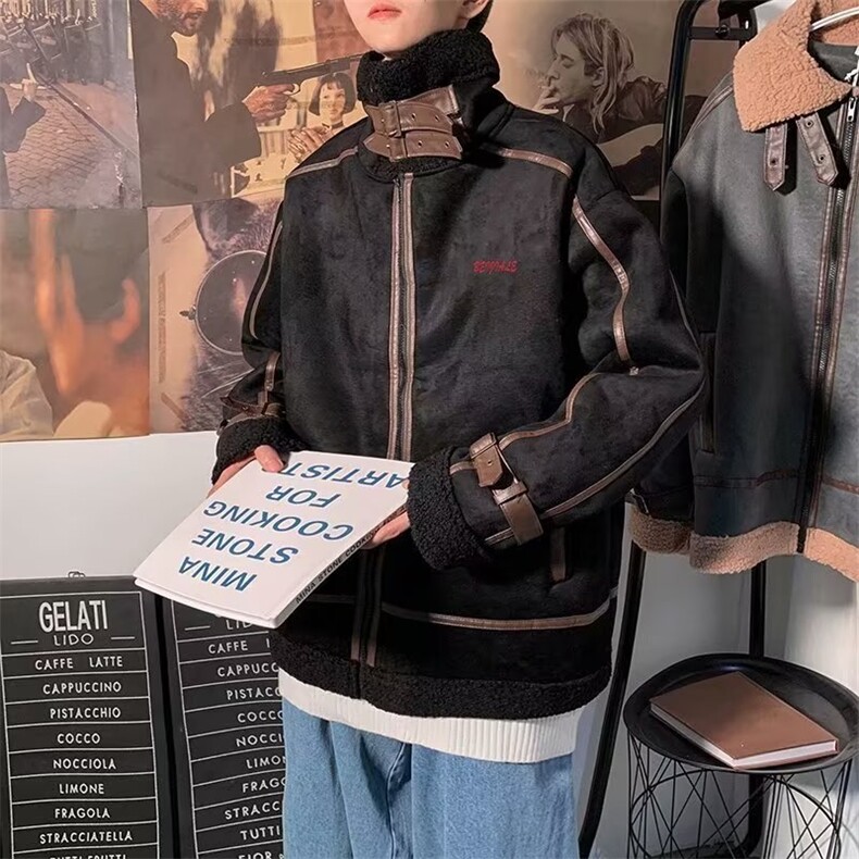 A971P103冬装青年男生港风休闲夹克外套加棉PU夹克,男装夹克,星座512-6