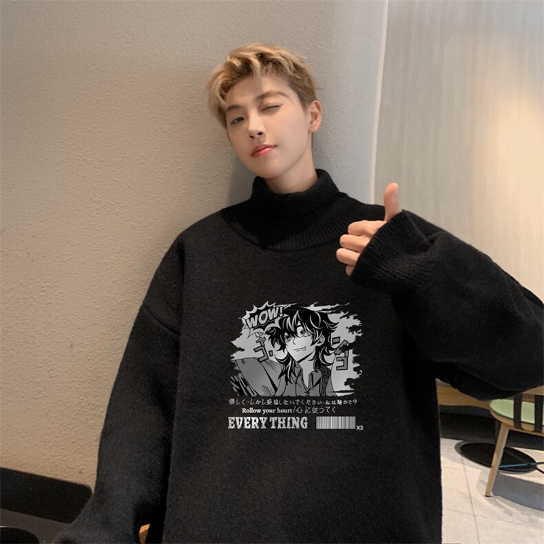 高质量！秋冬高领毛衣男士加绒加厚翻领针织衫男毛衣FL222-特p38,男装针织衫/毛衣,电商B367