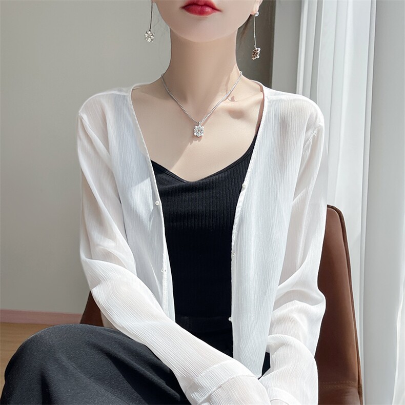2025夏季新款仙女绉防晒衫,女装防晒衣,圣丽羊绒