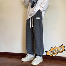 加绒冬季裤子男款秋季潮牌宽松卫裤痞帅休闲裤K8066*P40控68，男装休闲裤，星座227-2