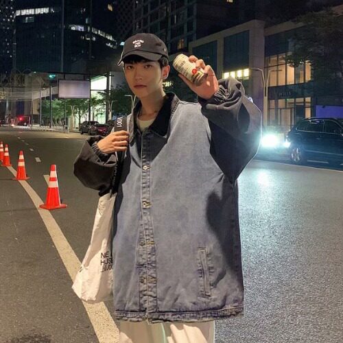 撞色拼接牛仔外套男春秋季韩版潮流宽松上衣港风日系复古休闲夹克,男装工装外套,星座1210-1