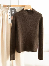 2025年秋季时尚百搭通勤简约休闲抽条半高领，女装羊毛衫，美轩羊绒