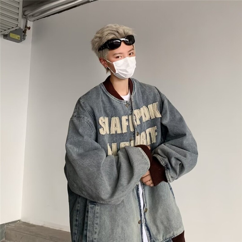 2024美式复古学院风设计感重工水洗字母贴布棒球服夹克WT457-P80,男装工装外套,星座313A-2
