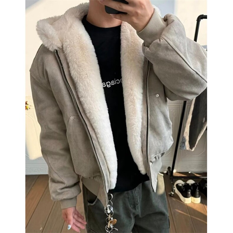 大理石座山雕棉服男冬美式复古羊羔毛外套加厚连帽夹克M6109,男装夹克,星座1116A（原606A-3）