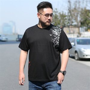 短袖t恤男士圆领印花夏装宽松潮流男装打底衫加肥加大码5930款图片